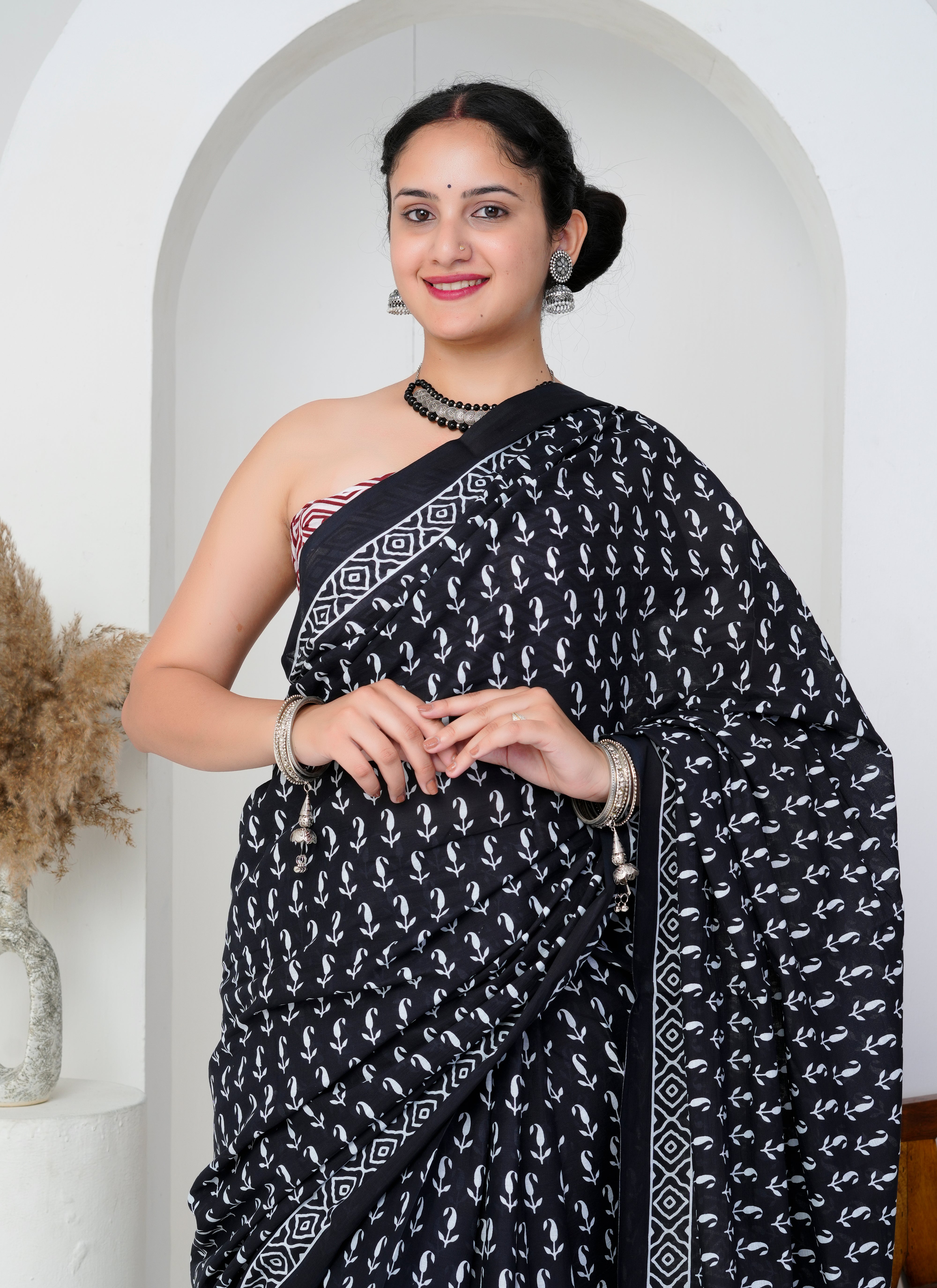 Classic Black and White Cotton Saree