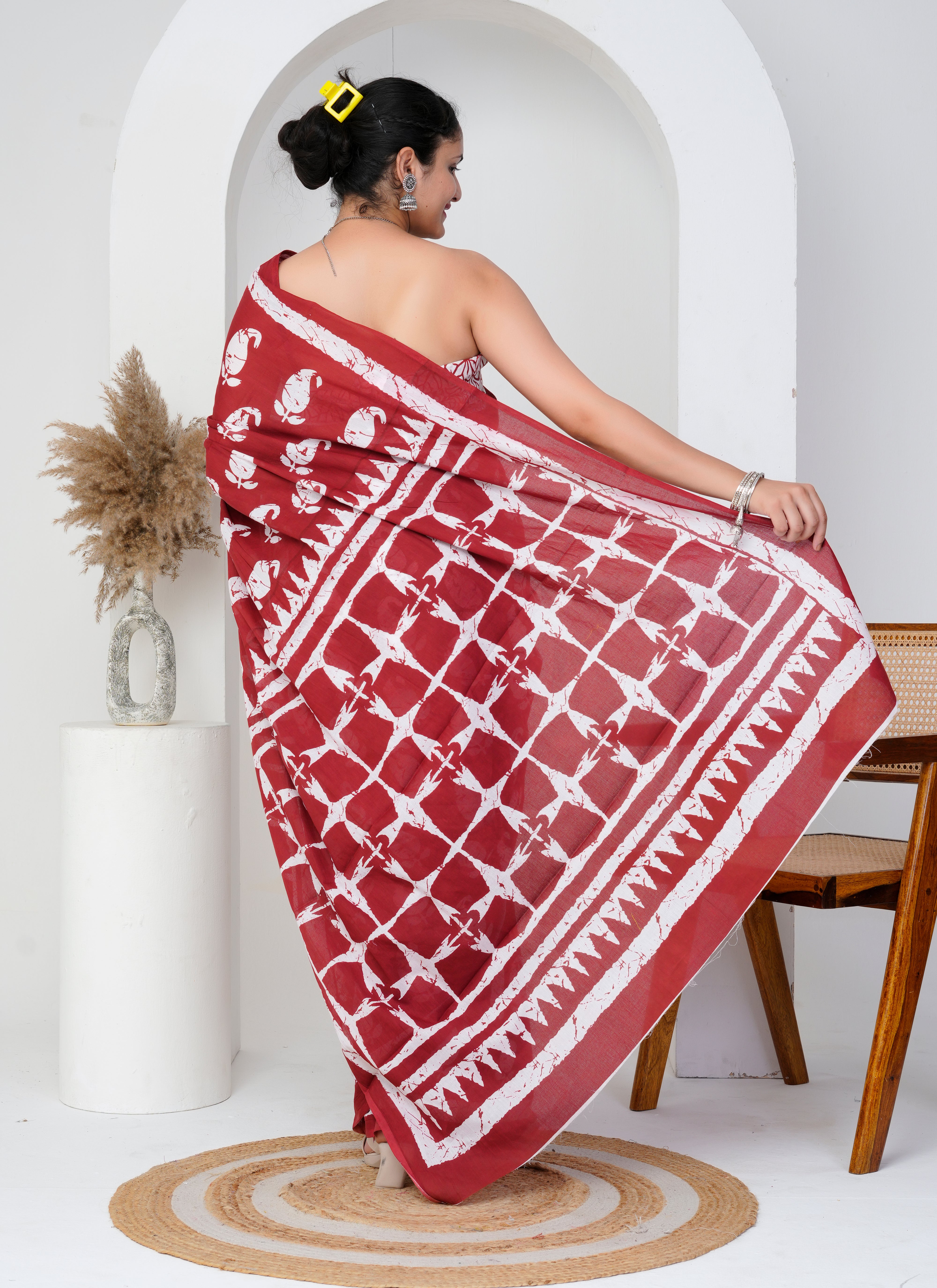 Deep Maroon Cotton Saree