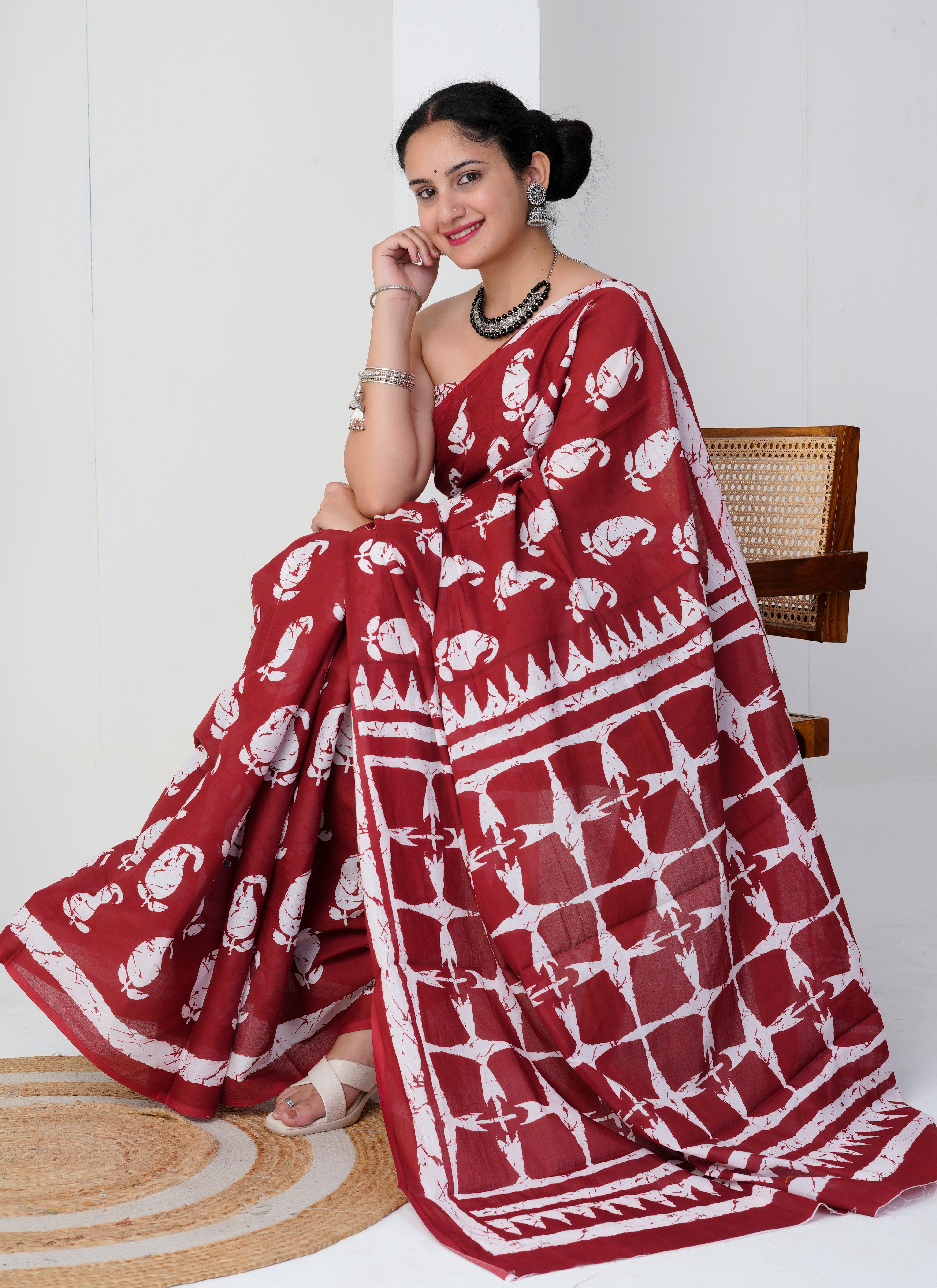 Deep Maroon Cotton Saree