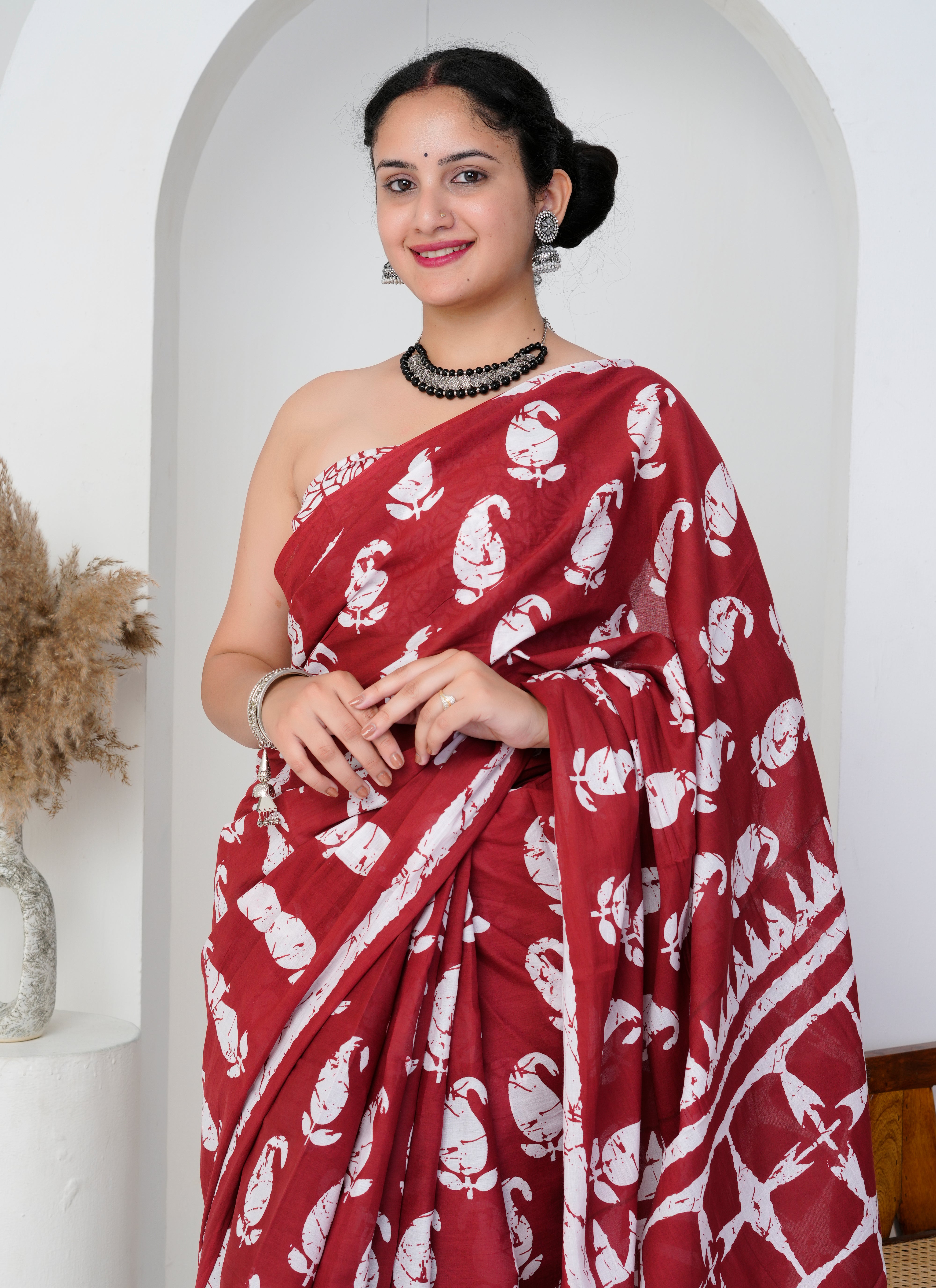 Deep Maroon Cotton Saree