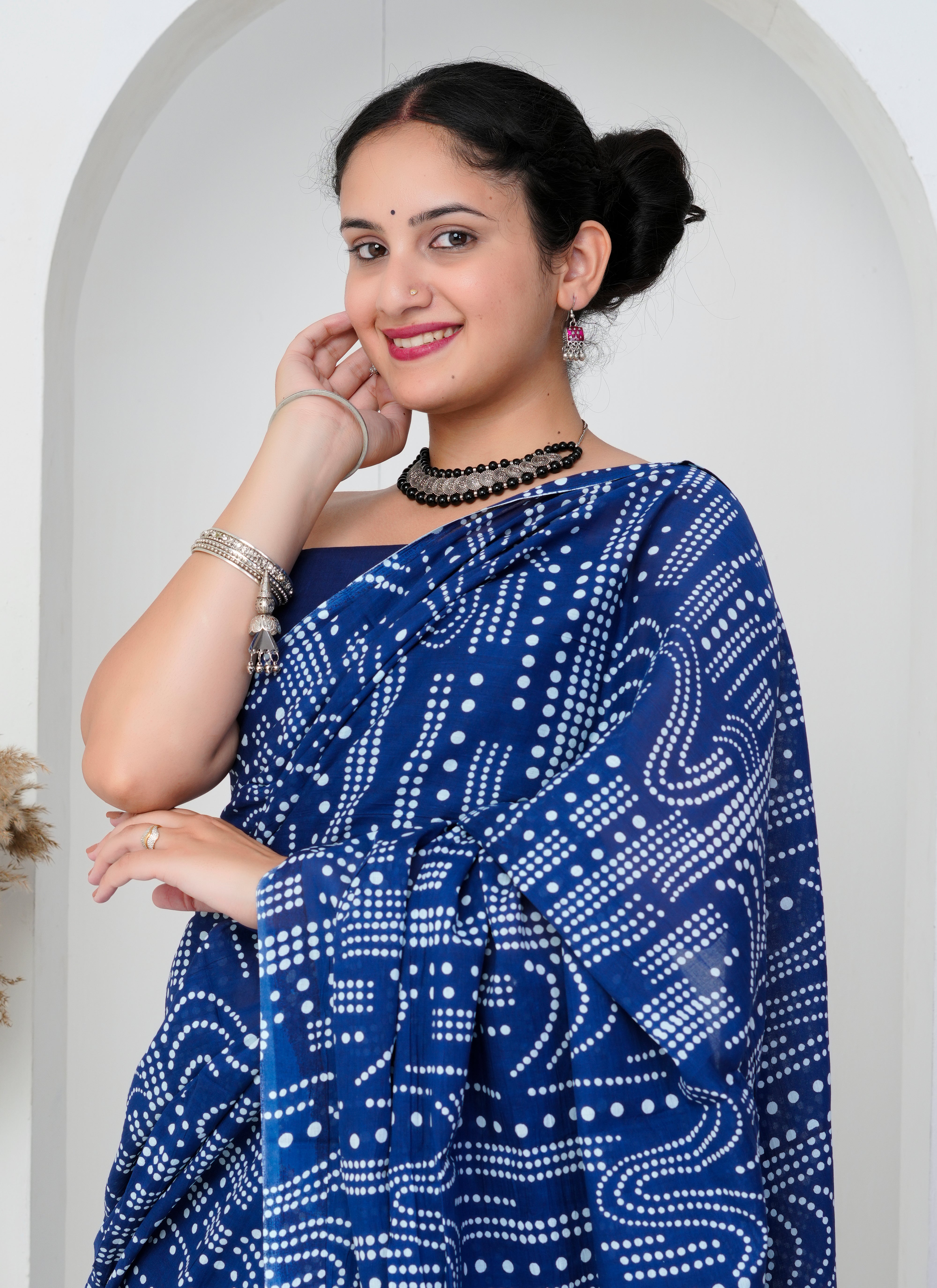 Elegant Indigo Cotton Saree
